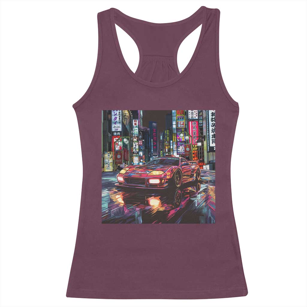 Tokyo Night Racer Racerback Tank Top JDM Street Racing Neon Aesthetic