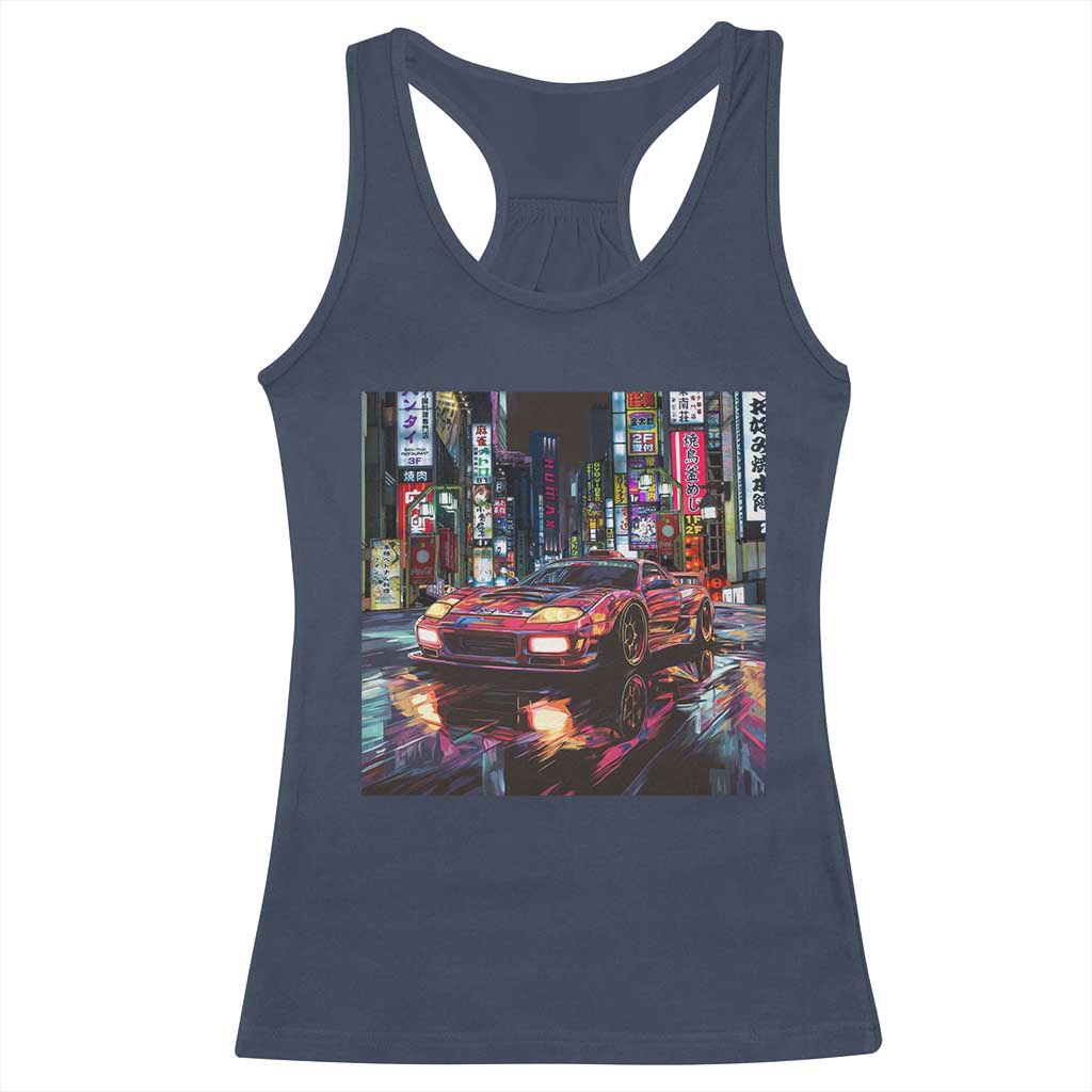 Tokyo Night Racer Racerback Tank Top JDM Street Racing Neon Aesthetic