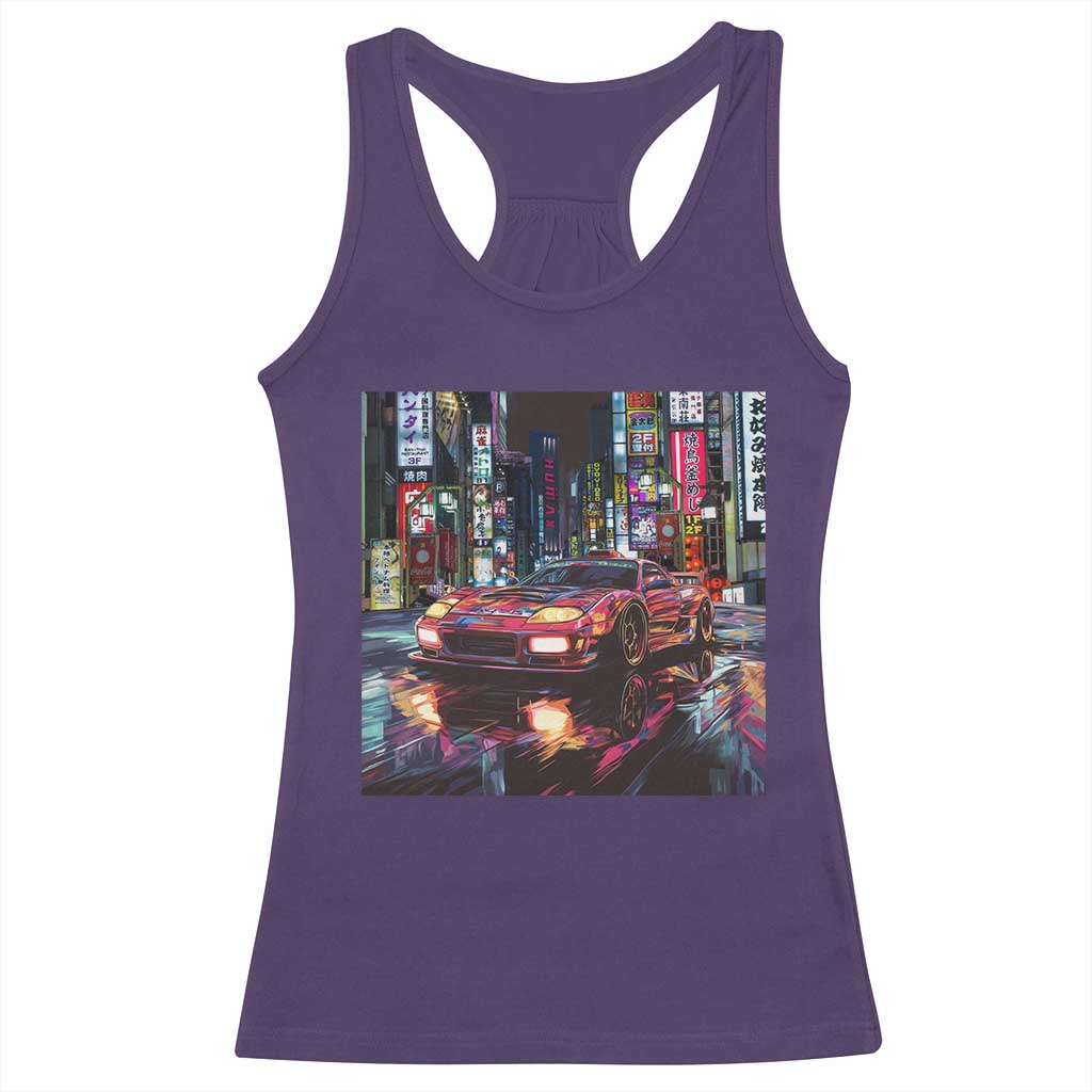 Tokyo Night Racer Racerback Tank Top JDM Street Racing Neon Aesthetic