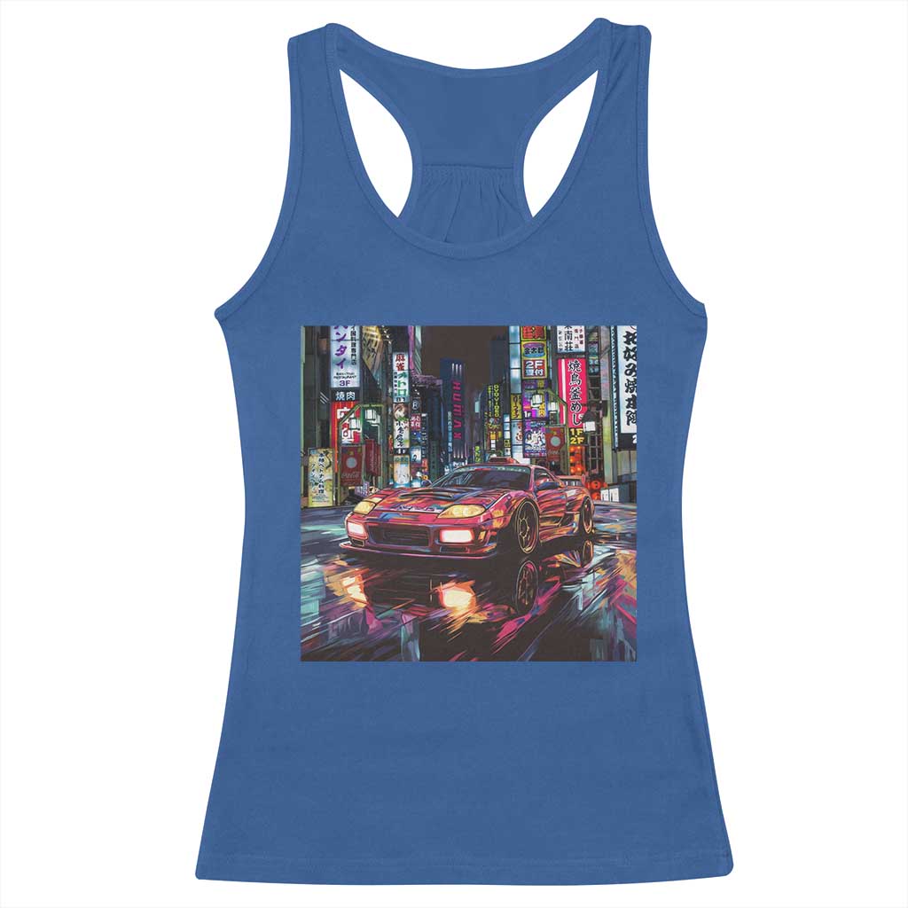 Tokyo Night Racer Racerback Tank Top JDM Street Racing Neon Aesthetic