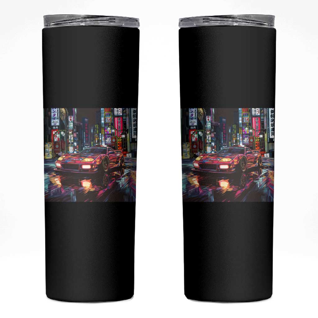 Tokyo Night Racer Skinny Tumbler JDM Street Racing Neon Aesthetic
