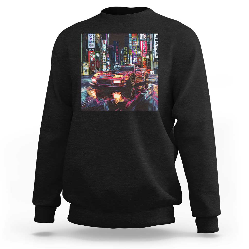 Tokyo Night Racer Sweatshirt JDM Street Racing Neon Aesthetic