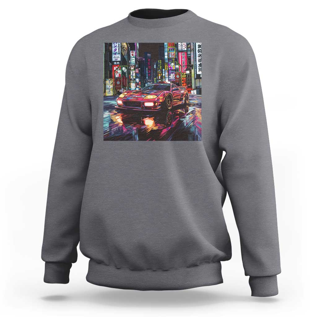 Tokyo Night Racer Sweatshirt JDM Street Racing Neon Aesthetic