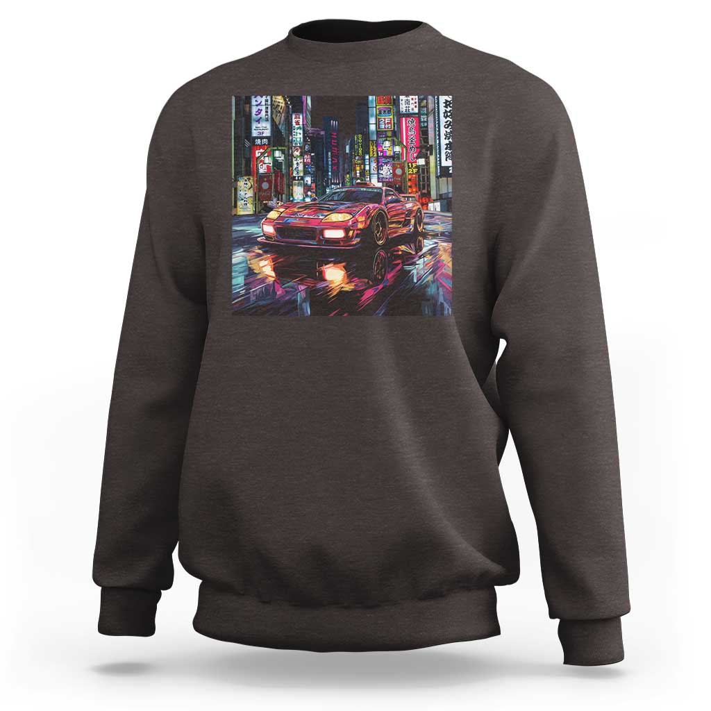 Tokyo Night Racer Sweatshirt JDM Street Racing Neon Aesthetic
