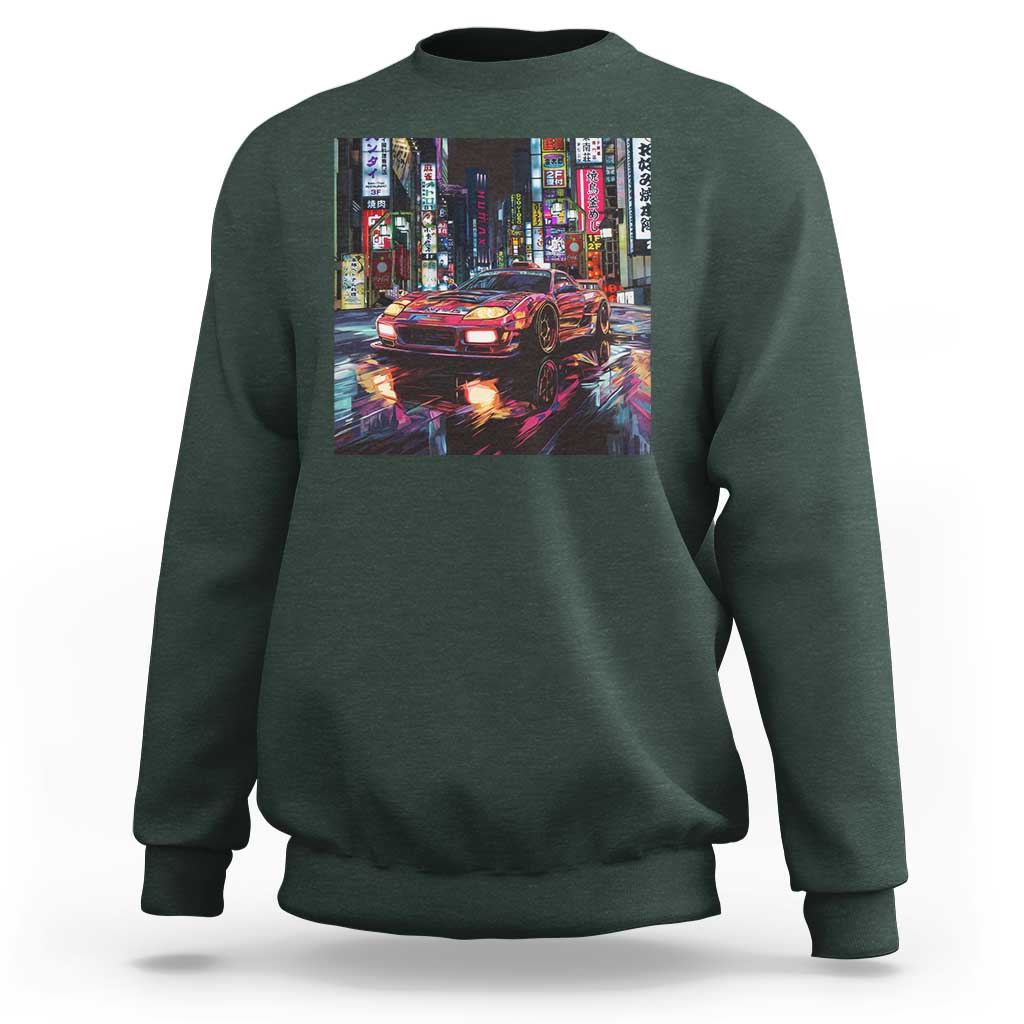 Tokyo Night Racer Sweatshirt JDM Street Racing Neon Aesthetic
