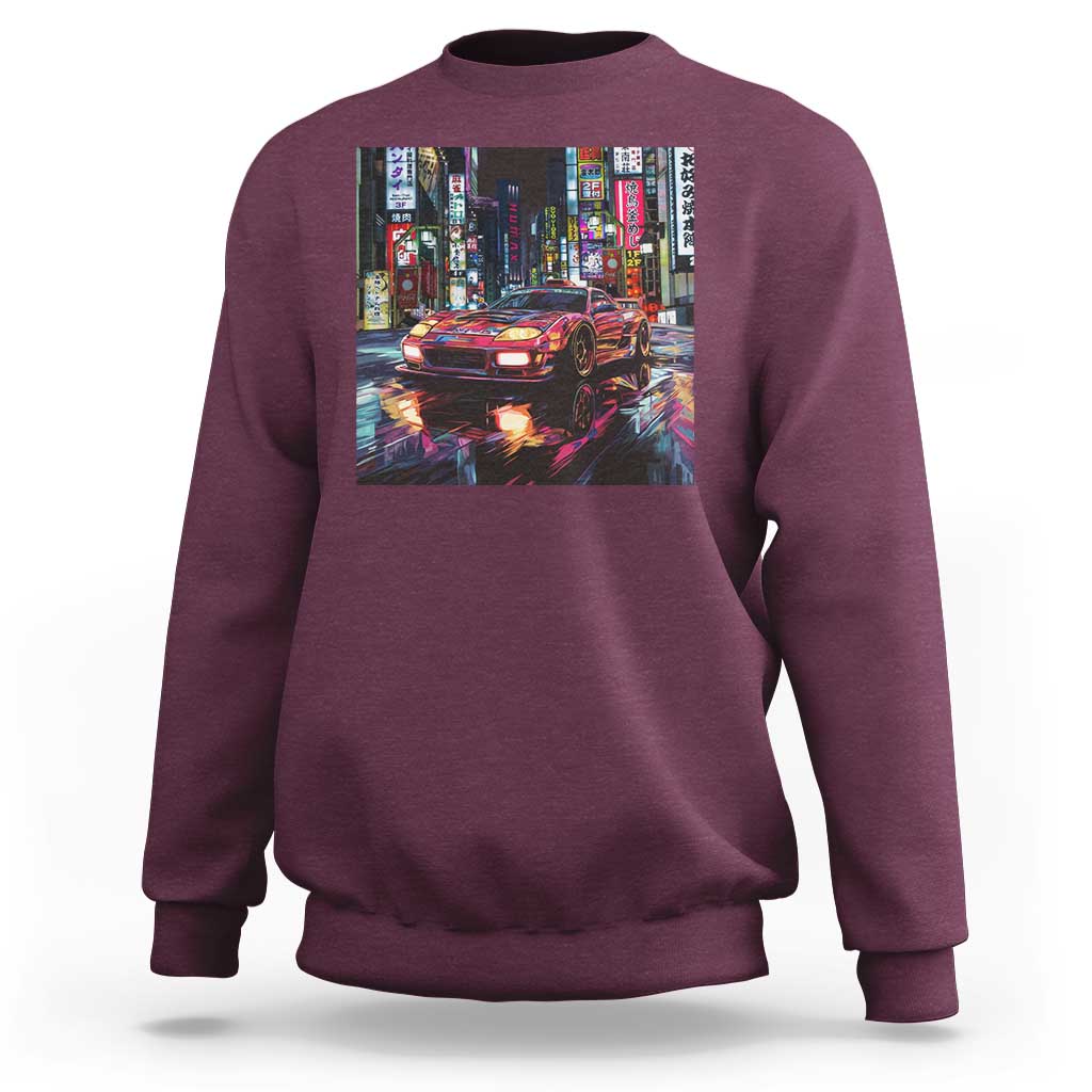 Tokyo Night Racer Sweatshirt JDM Street Racing Neon Aesthetic