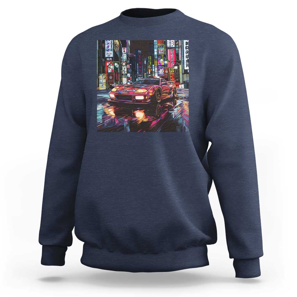 Tokyo Night Racer Sweatshirt JDM Street Racing Neon Aesthetic