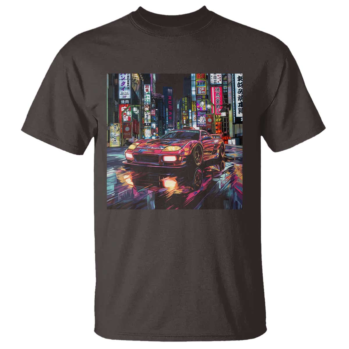 Tokyo Night Racer T Shirt JDM Street Racing Neon Aesthetic