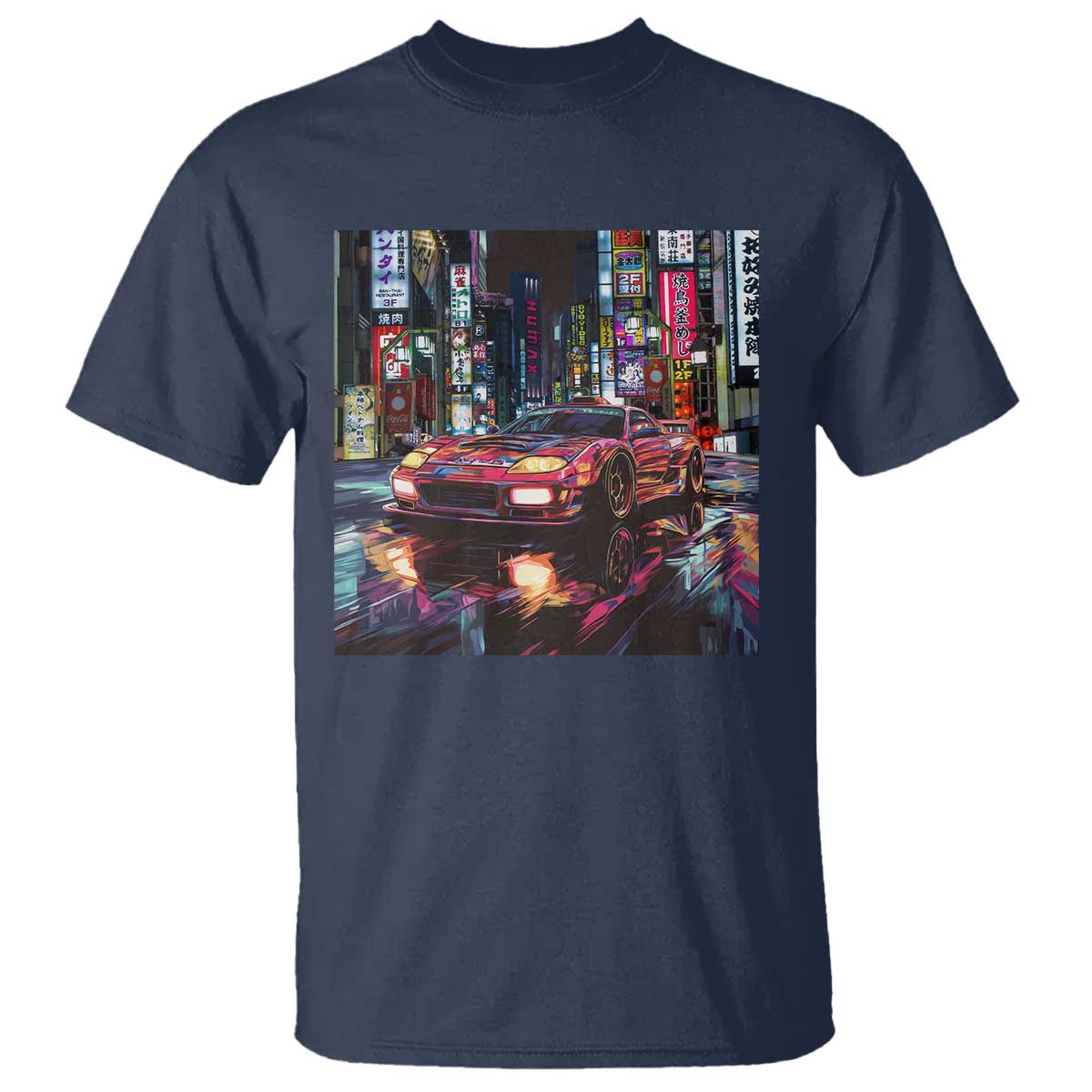 Tokyo Night Racer T Shirt JDM Street Racing Neon Aesthetic