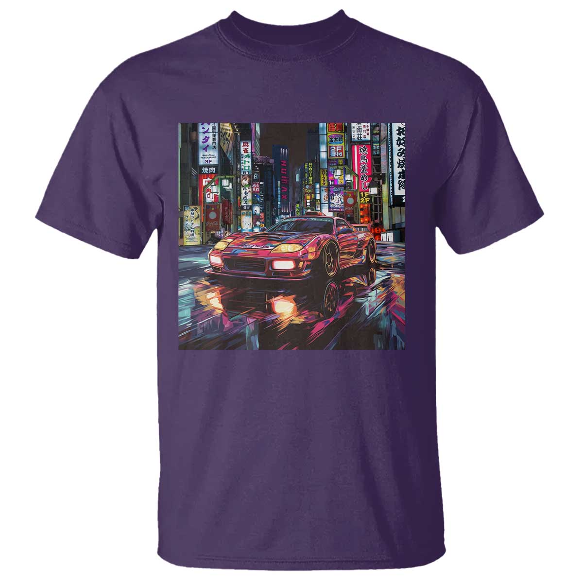 Tokyo Night Racer T Shirt JDM Street Racing Neon Aesthetic
