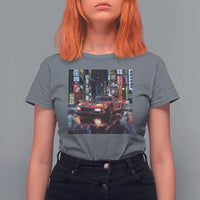Tokyo Night Racer T Shirt For Women JDM Street Racing Neon Aesthetic