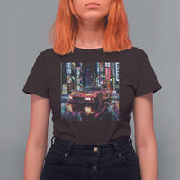 Tokyo Night Racer T Shirt For Women JDM Street Racing Neon Aesthetic