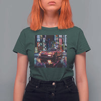 Tokyo Night Racer T Shirt For Women JDM Street Racing Neon Aesthetic