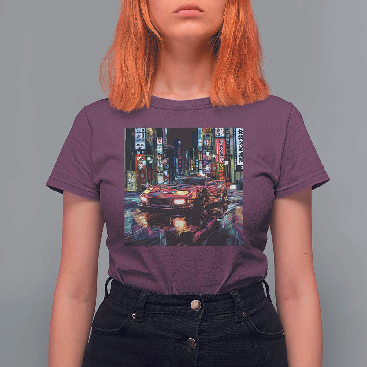 Tokyo Night Racer T Shirt For Women JDM Street Racing Neon Aesthetic