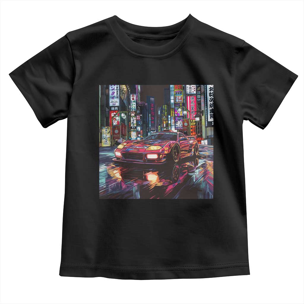 Tokyo Night Racer Toddler T Shirt JDM Street Racing Neon Aesthetic