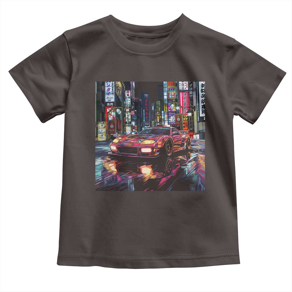 Tokyo Night Racer Toddler T Shirt JDM Street Racing Neon Aesthetic