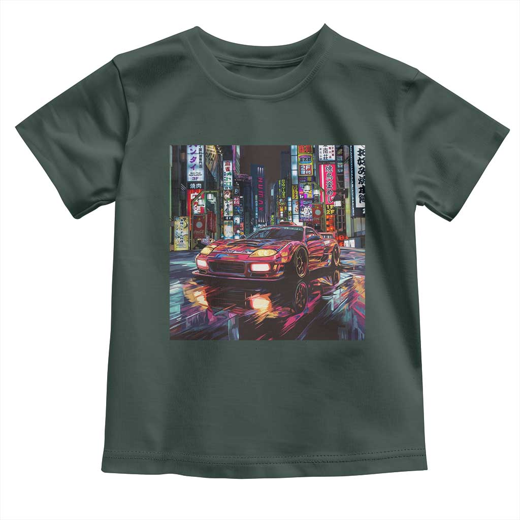 Tokyo Night Racer Toddler T Shirt JDM Street Racing Neon Aesthetic