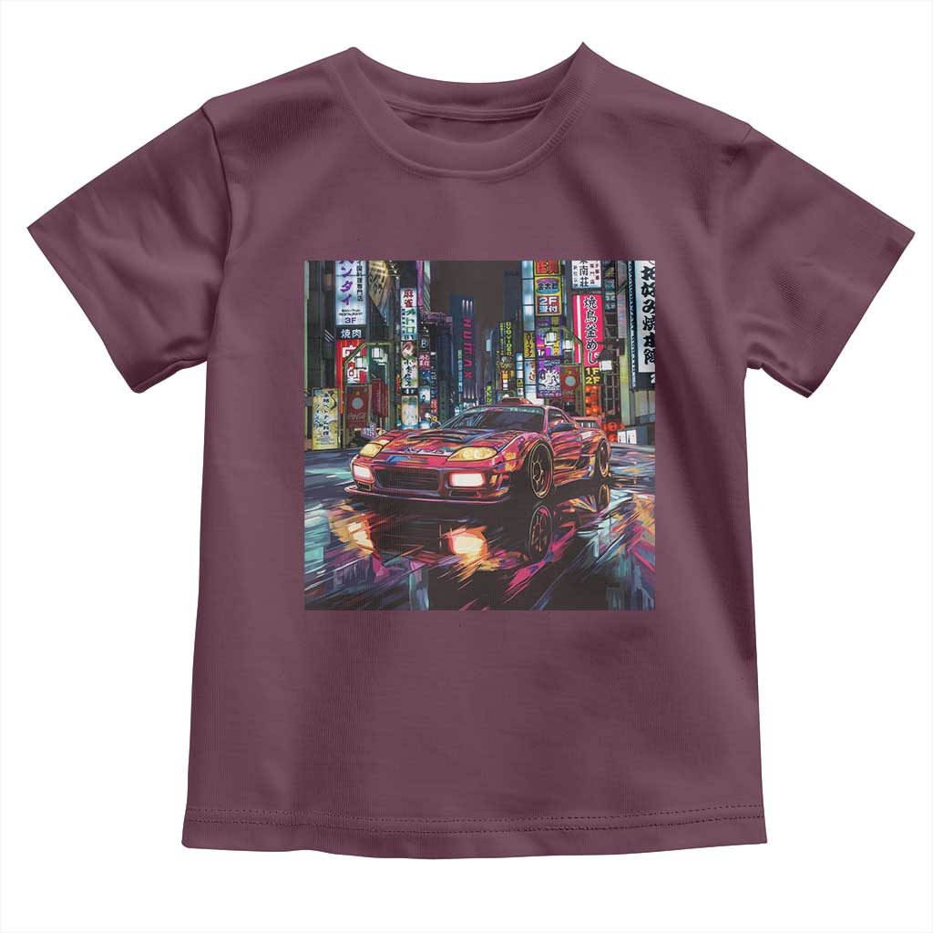 Tokyo Night Racer Toddler T Shirt JDM Street Racing Neon Aesthetic