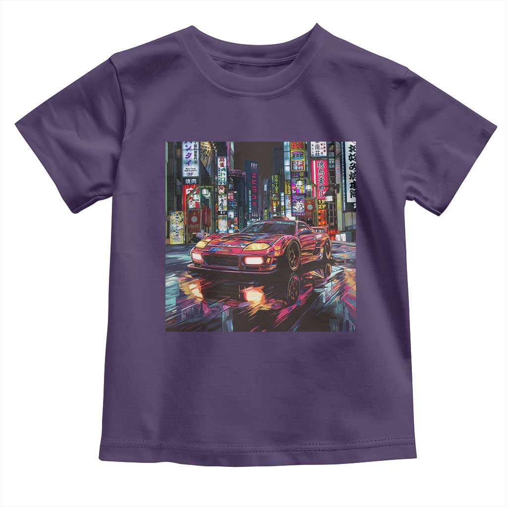 Tokyo Night Racer Toddler T Shirt JDM Street Racing Neon Aesthetic