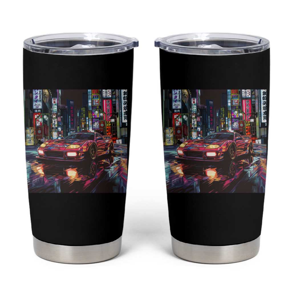Tokyo Night Racer Tumbler Cup JDM Street Racing Neon Aesthetic