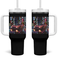 Tokyo Night Racer Tumbler With Handle JDM Street Racing Neon Aesthetic