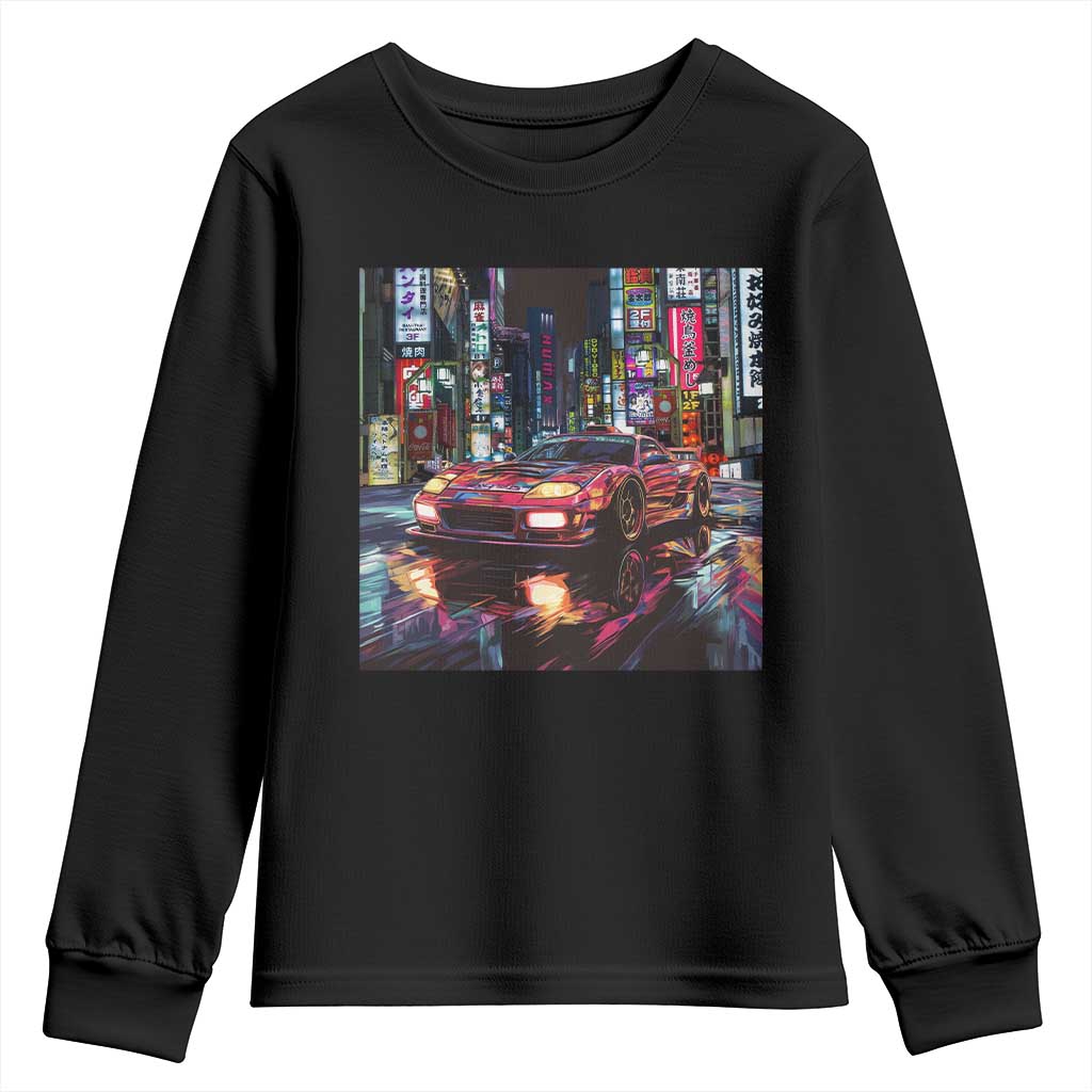 Tokyo Night Racer Youth Sweatshirt JDM Street Racing Neon Aesthetic