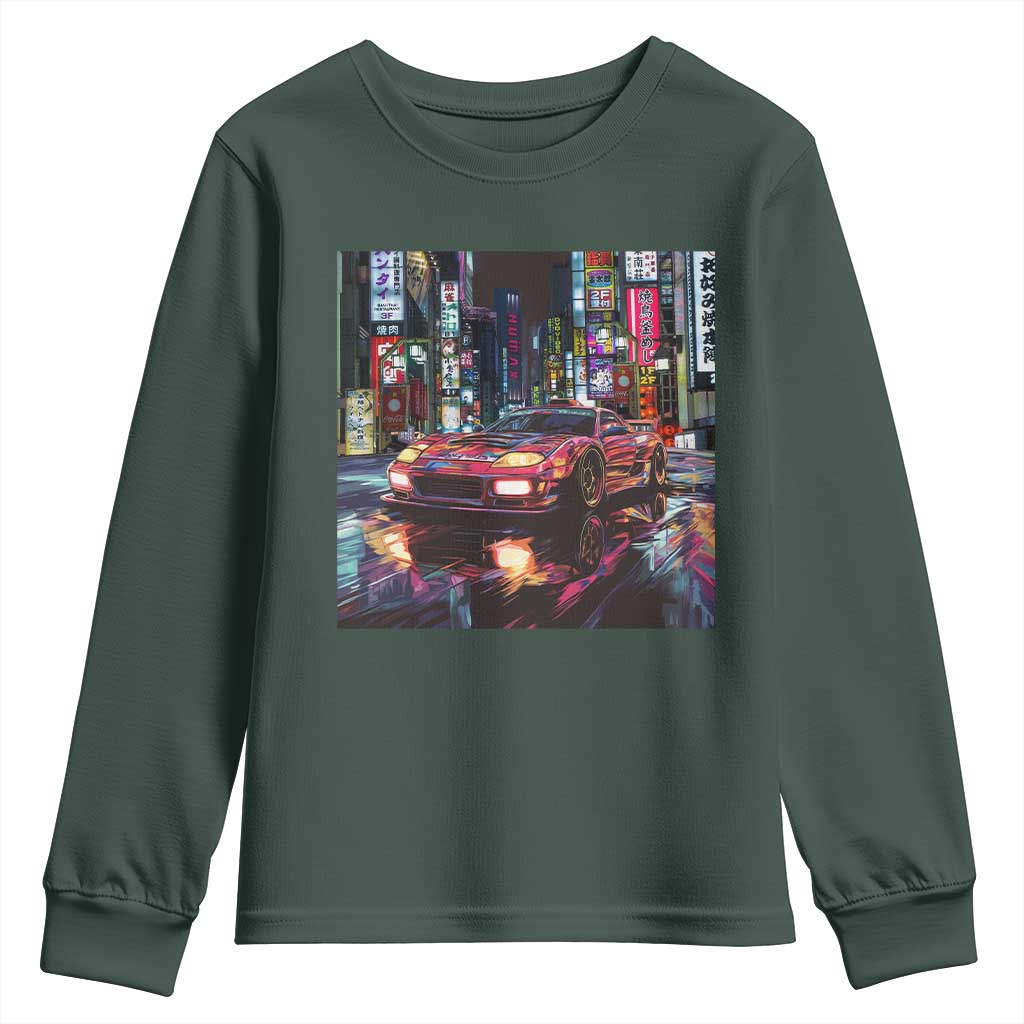 Tokyo Night Racer Youth Sweatshirt JDM Street Racing Neon Aesthetic