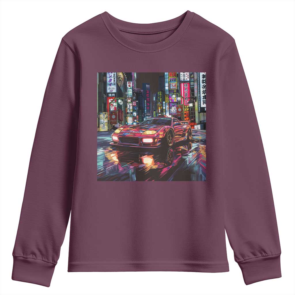 Tokyo Night Racer Youth Sweatshirt JDM Street Racing Neon Aesthetic