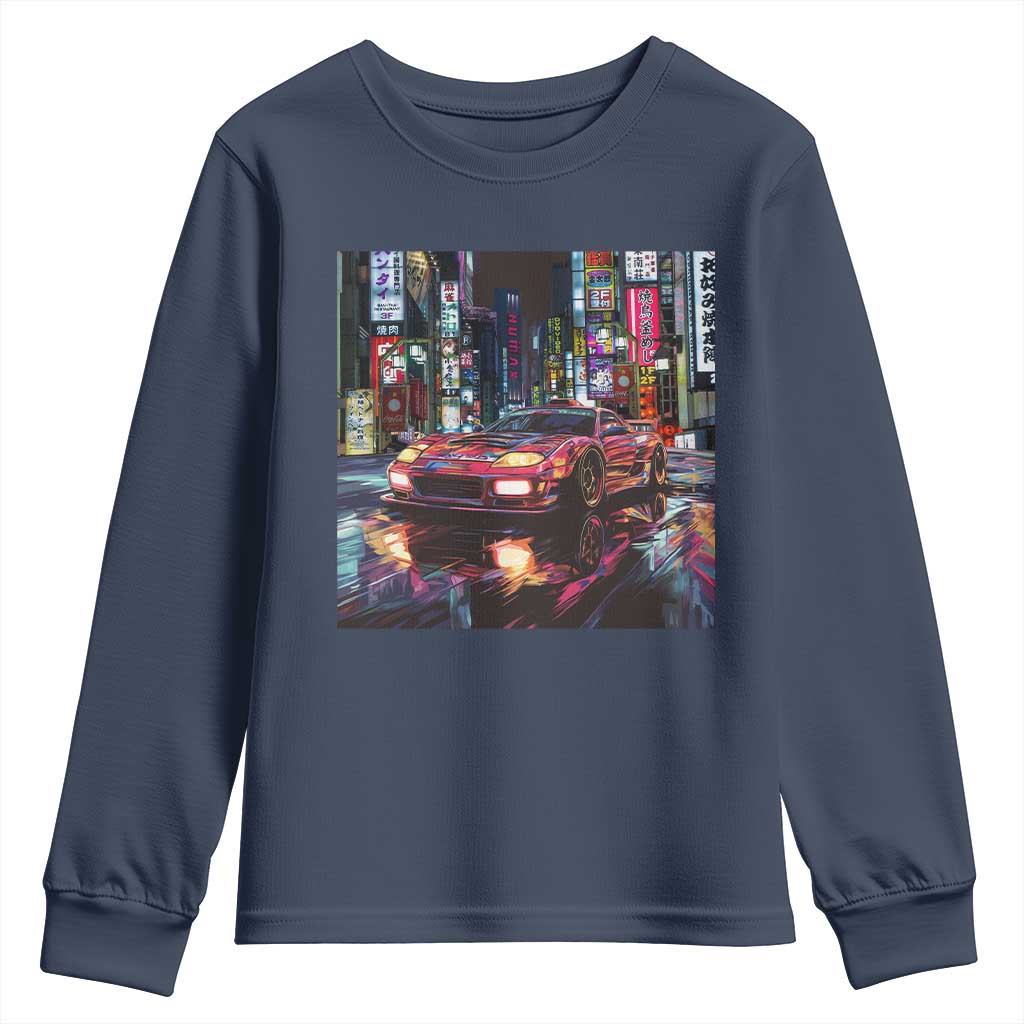 Tokyo Night Racer Youth Sweatshirt JDM Street Racing Neon Aesthetic
