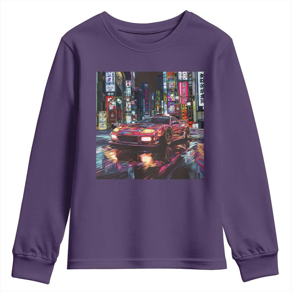 Tokyo Night Racer Youth Sweatshirt JDM Street Racing Neon Aesthetic