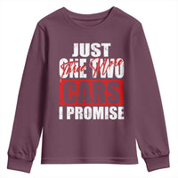 Funny Car Lover Youth Sweatshirt Just One Two Three More Cars I Promise
