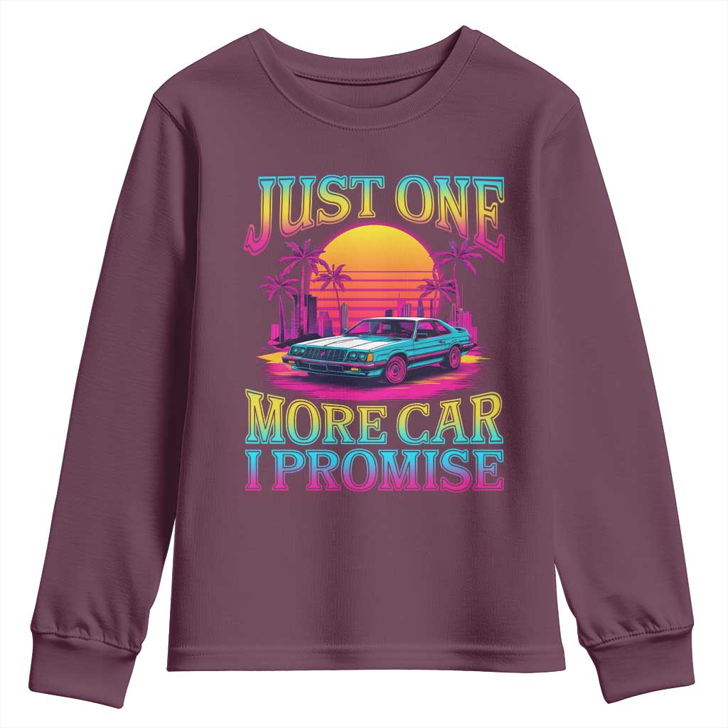 Funny Car Lover Youth Sweatshirt Just One More Car I Promise