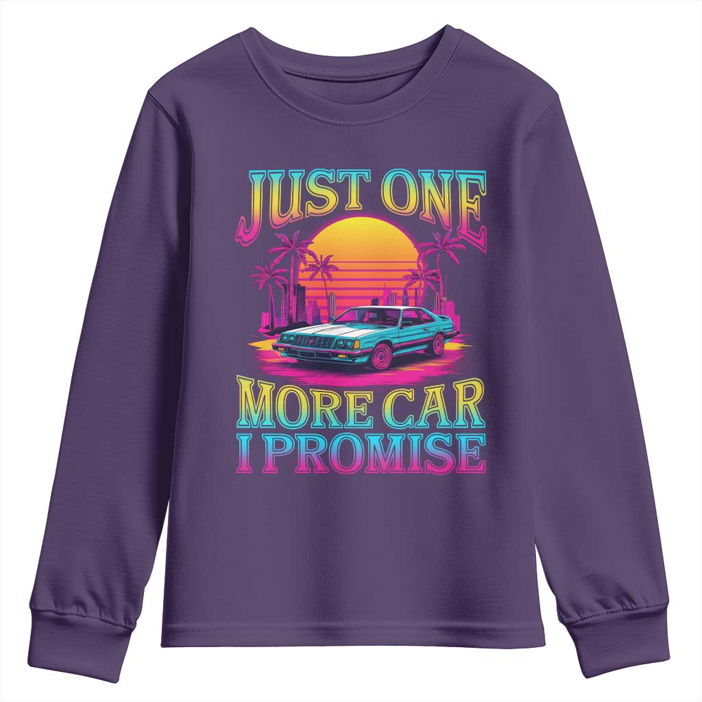 Funny Car Lover Youth Sweatshirt Just One More Car I Promise