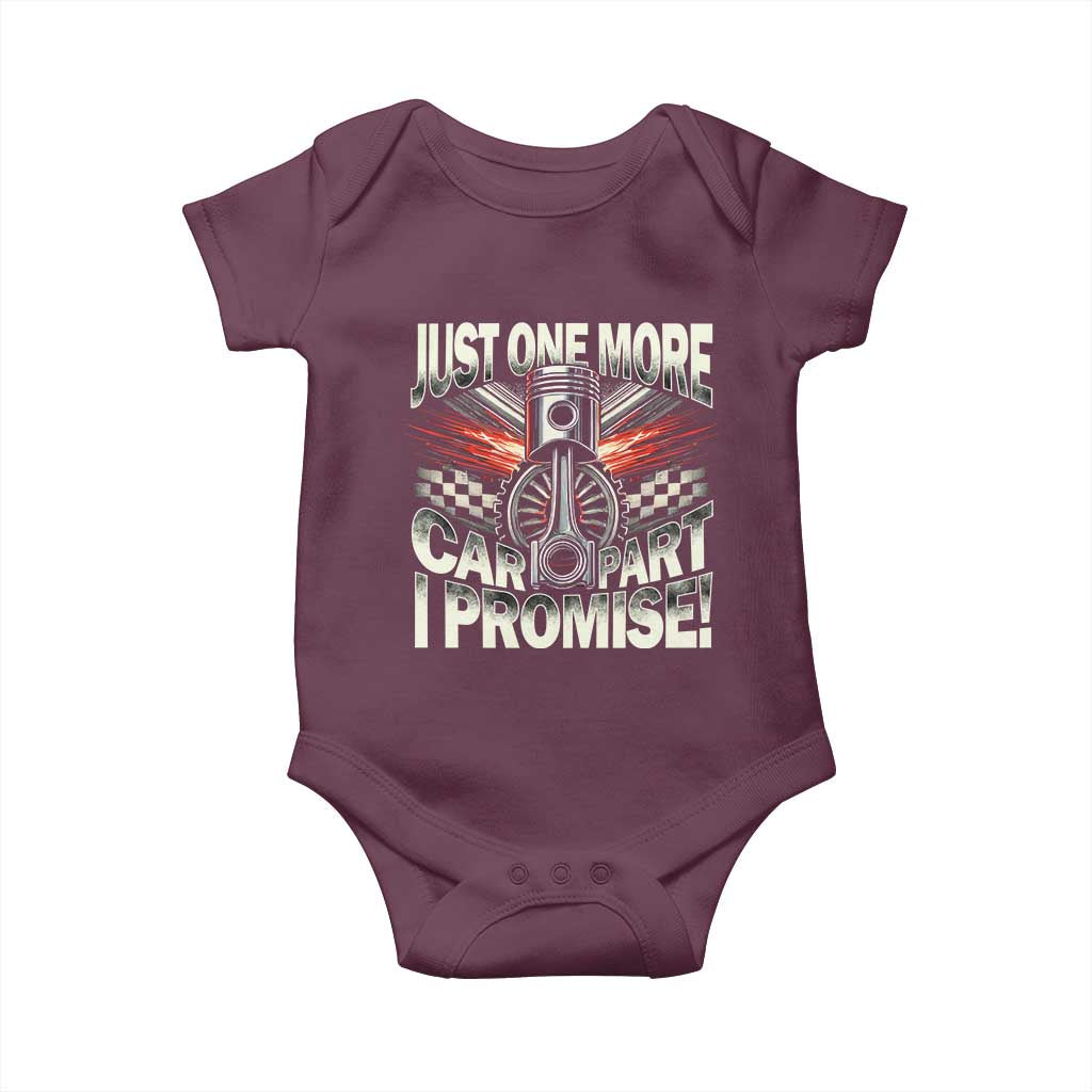 Funny Car Lover Baby Onesie Just One More Car Part I Promise