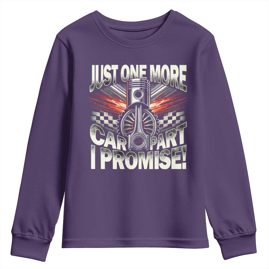 Funny Car Lover Youth Sweatshirt Just One More Car Part I Promise