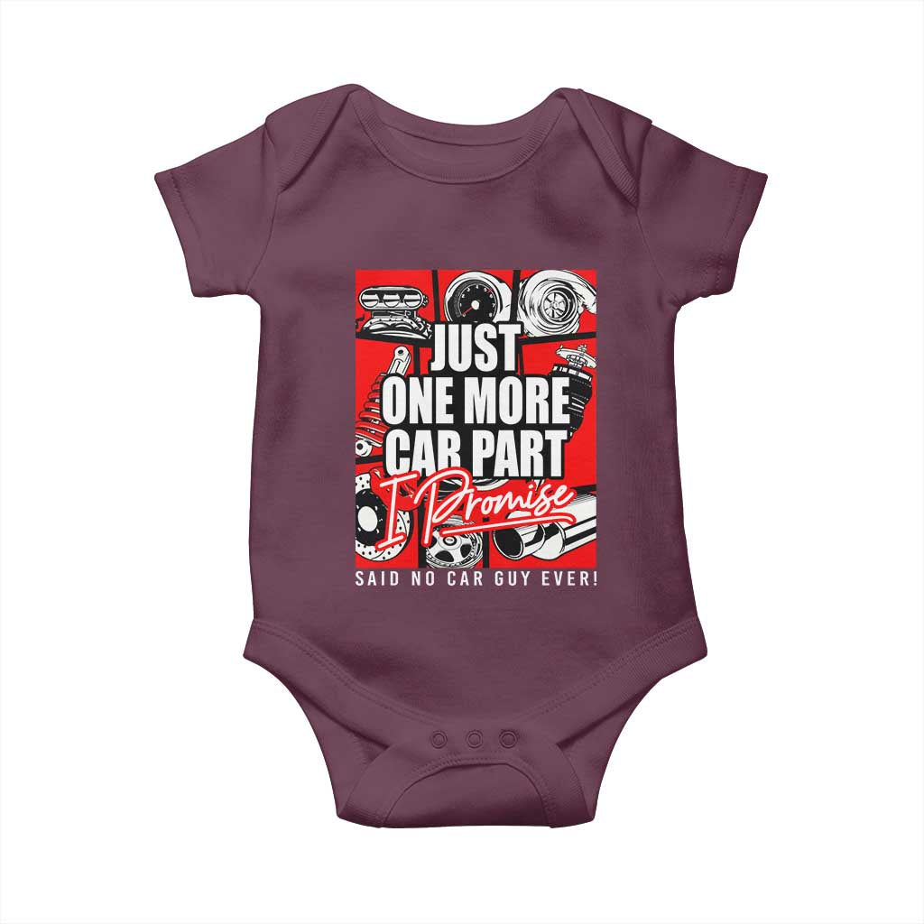 Car Lover Baby Onesie Just One More Car Part I Promise