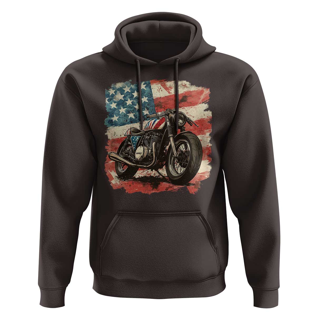 Motorcycle USA Flag Retro Biker Hoodie