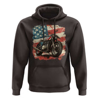 Motorcycle USA Flag Retro Biker Hoodie