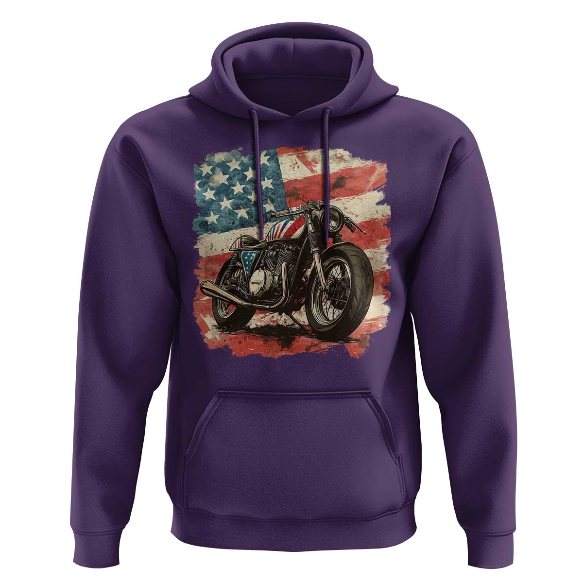 Motorcycle USA Flag Retro Biker Hoodie