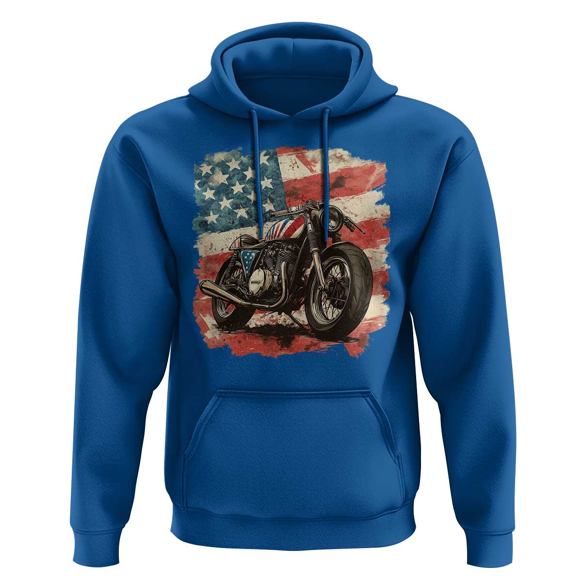 Motorcycle USA Flag Retro Biker Hoodie