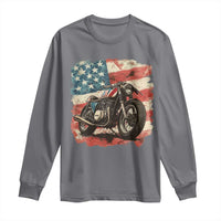 Motorcycle USA Flag Retro Biker Long Sleeve Shirt