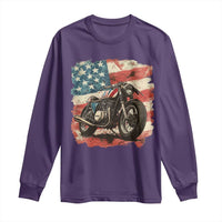 Motorcycle USA Flag Retro Biker Long Sleeve Shirt
