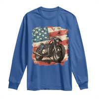 Motorcycle USA Flag Retro Biker Long Sleeve Shirt