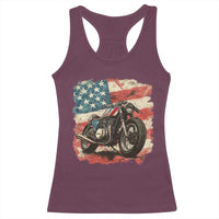 Motorcycle USA Flag Retro Biker Racerback Tank Top
