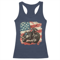 Motorcycle USA Flag Retro Biker Racerback Tank Top