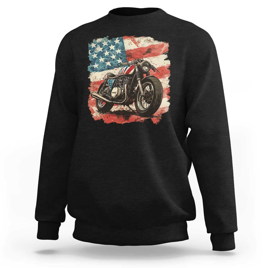 Motorcycle USA Flag Retro Biker Sweatshirt