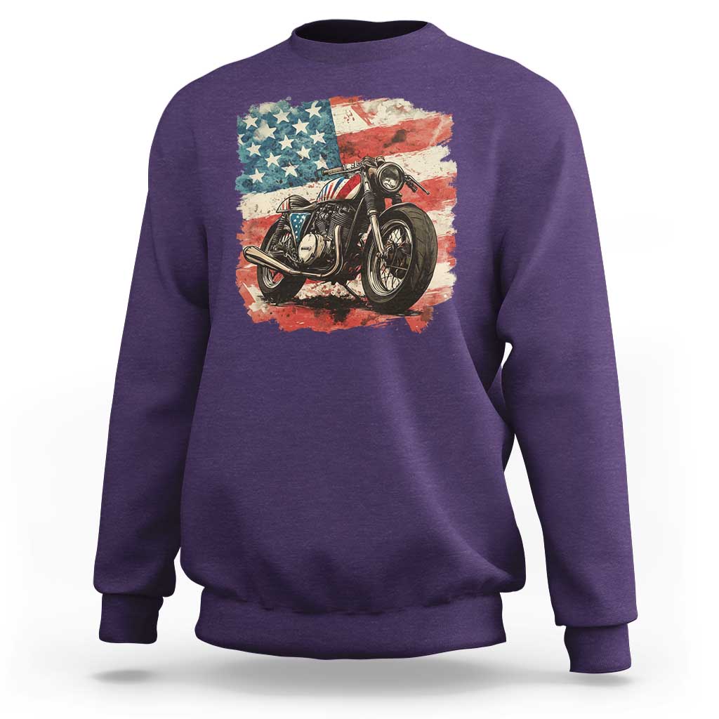 Motorcycle USA Flag Retro Biker Sweatshirt