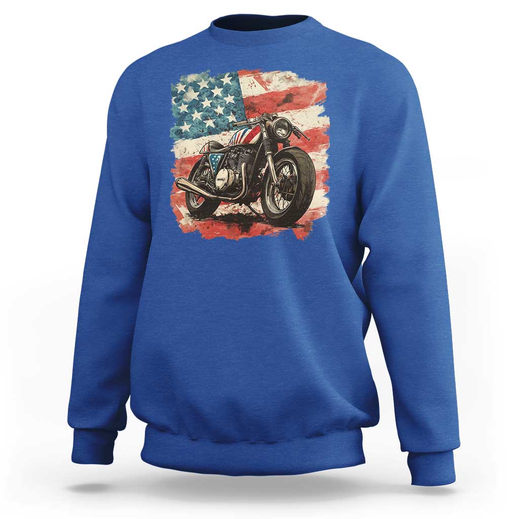 Motorcycle USA Flag Retro Biker Sweatshirt