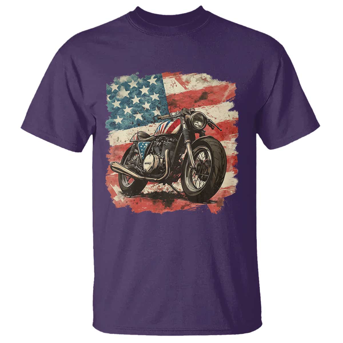Motorcycle USA Flag Retro Biker T Shirt
