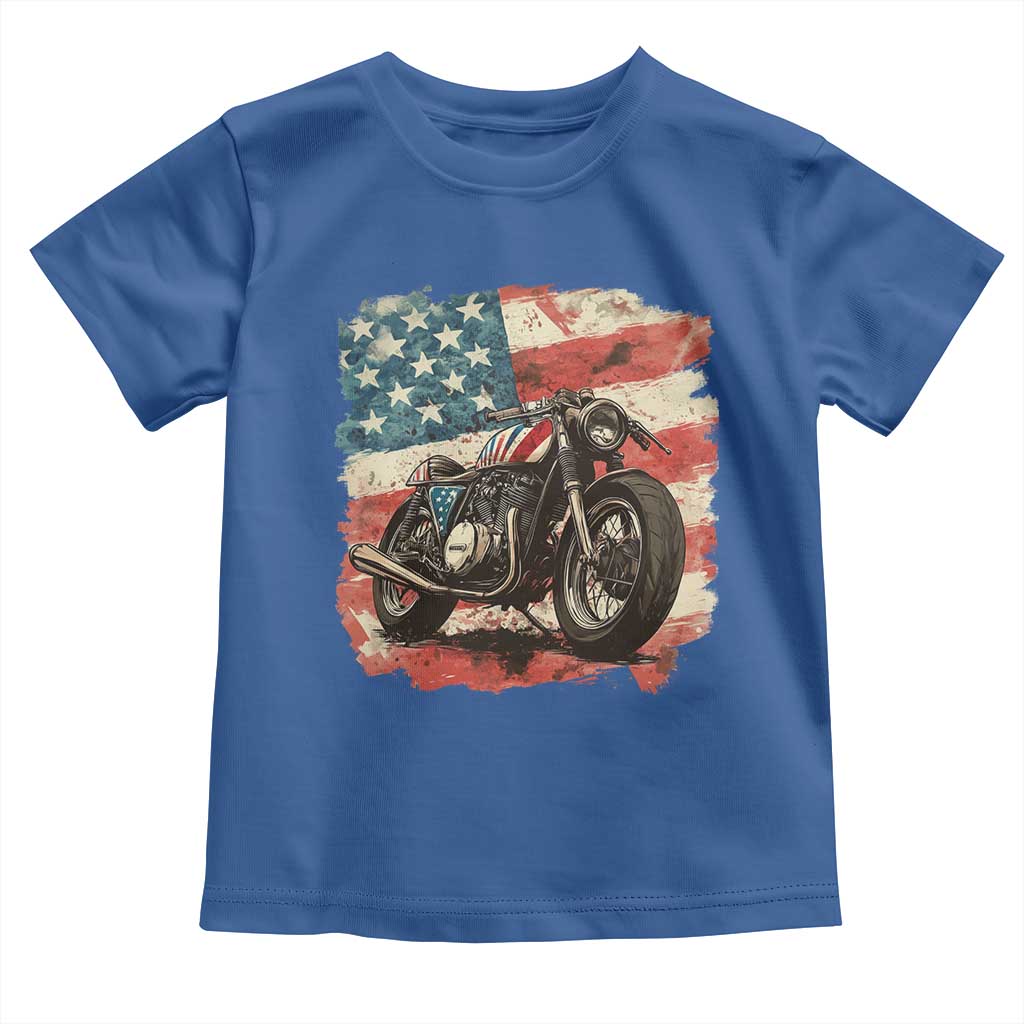 Motorcycle USA Flag Retro Biker Toddler T Shirt